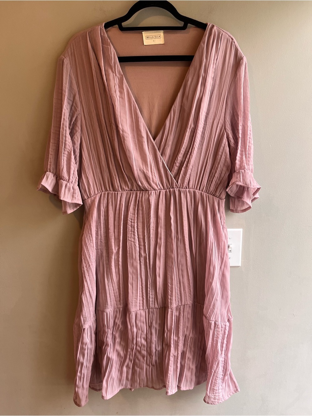 Bella Ella Boutique Crinkle Gauze Tiered Ruffle Dress Size Large